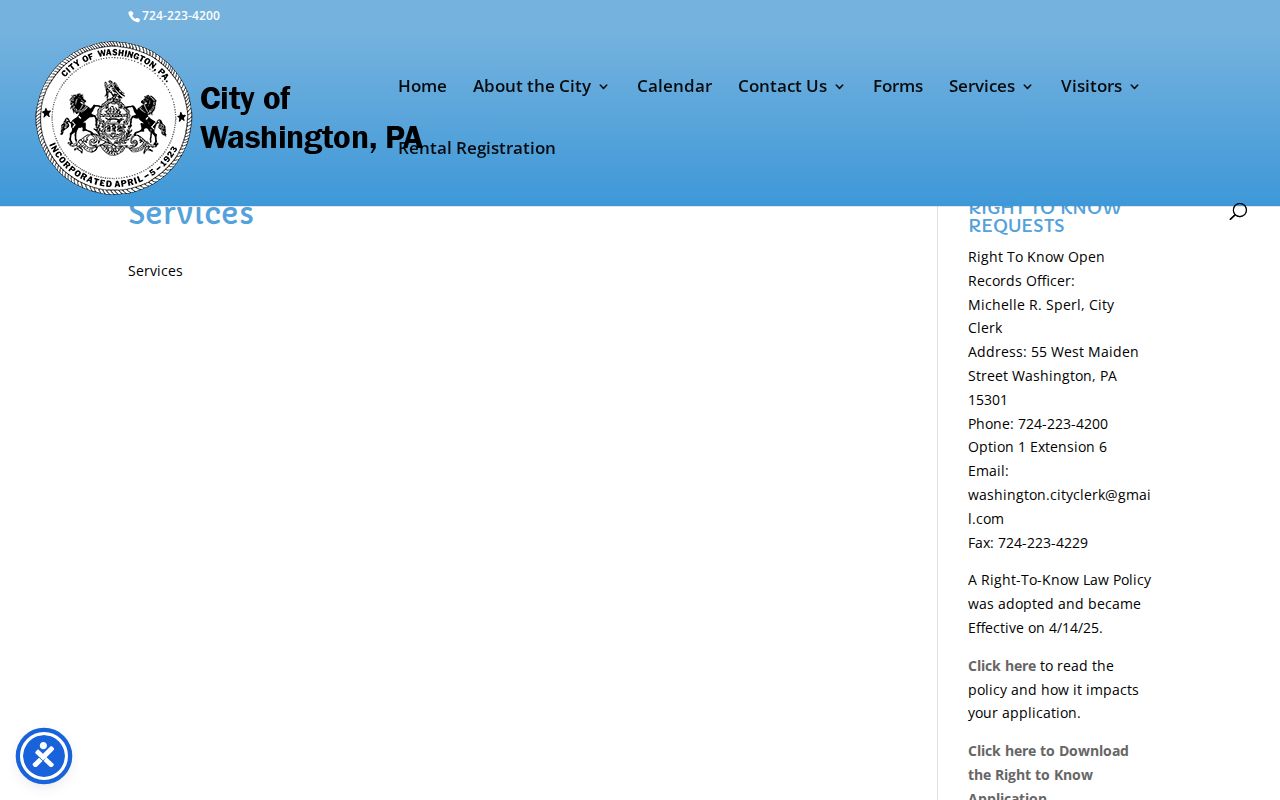 Washington city directory research and City of Washington services
