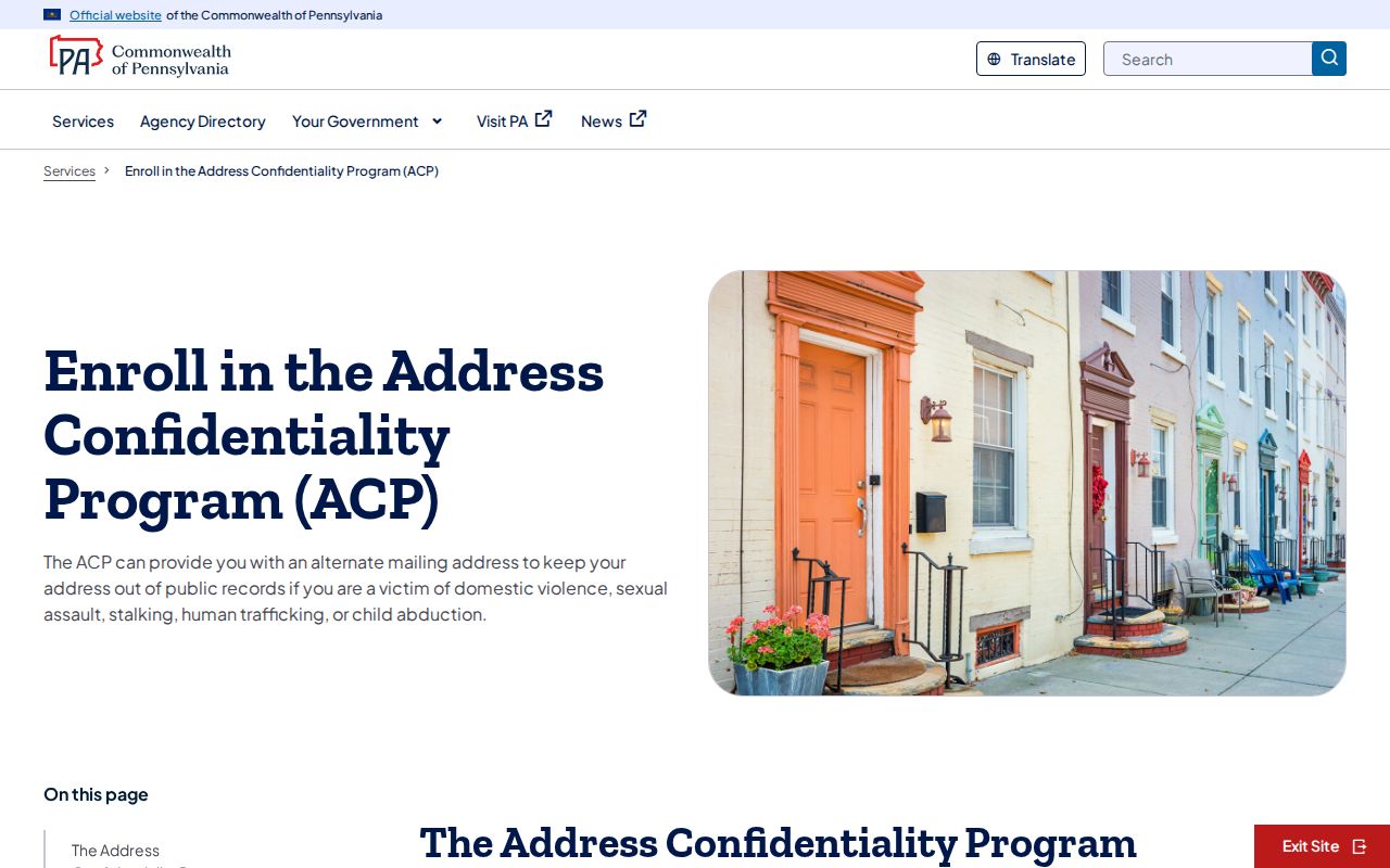 Washington residents directory Pennsylvania Address Confidentiality Program information